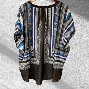 Roz & Ali Geometric Blue and Black Blouse